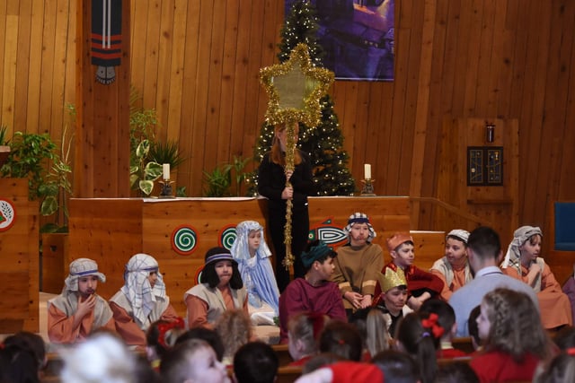 A scene from the Steelstown PS Annual Christmas Carol Service at Our Lady of Lourdes Church last week.