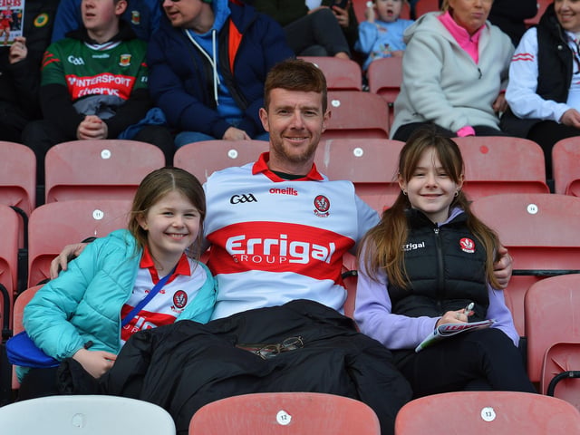 Fans in Celtic Park on Sunday afternoon for Derry's National football League game against Mayo. Photo: George Sweeney