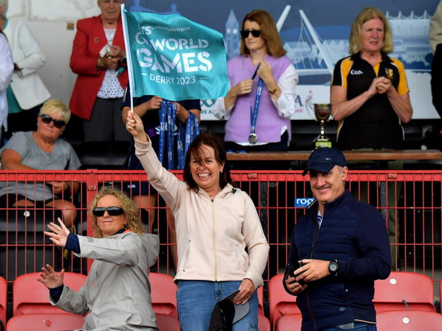 Fans at the GAA World Games finals held in Celtic Park on Friday morning. Photo: George Sweeney. DER2330GS - 209