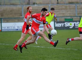 It will be Derry senior football appearance No. 102 for Chrissy McKaigue against Meath this Saturday. Photo: George Sweeney. DER2305GS – 146