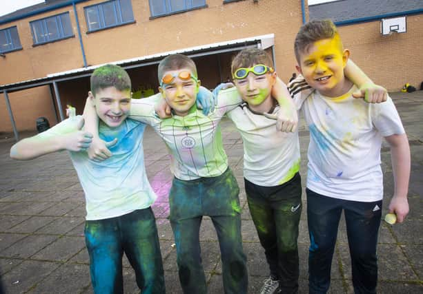 Having fun at the St. Joseph’s Boys School Colour Run.