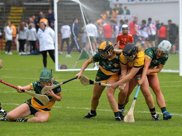 Australasia and the Middle East in action during the GAA World Games Ladies Open Knockout final in Celtic Park on Friday morning. Photo: George Sweeney. DER2330GS - 206