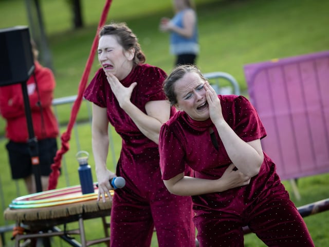 The two ladies from Symmetry Circus performing on Friday night at Bull Park. : .