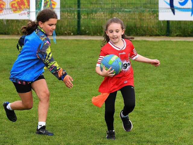 Children enjoy the activities at Doire Trasna Kellogs Cúl Camp. Photo: George Sweeney