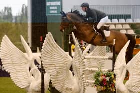 Daniel Coyle riding 'Farrel' on the International Ring, Spruce Meadows Calgary, AB on Saturday. (Photo - Dave Chidley)