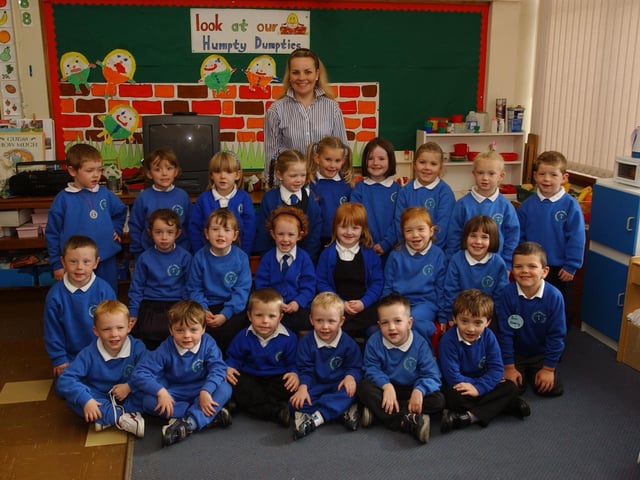 Pupils from Termoncanice pictured with teacher, Debbie Quigley. (0310A21):20 years on: Young people across Derry and Donegal starting school in September 2003