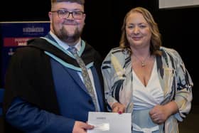 Caolán Dobbins pictured with Guest Speaker Máire Thompson