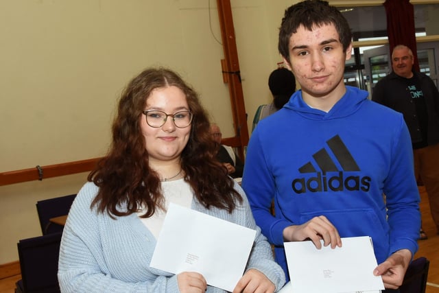 Pupils receiving their GCSE results at Oakgrove Integrated College on Thursday.