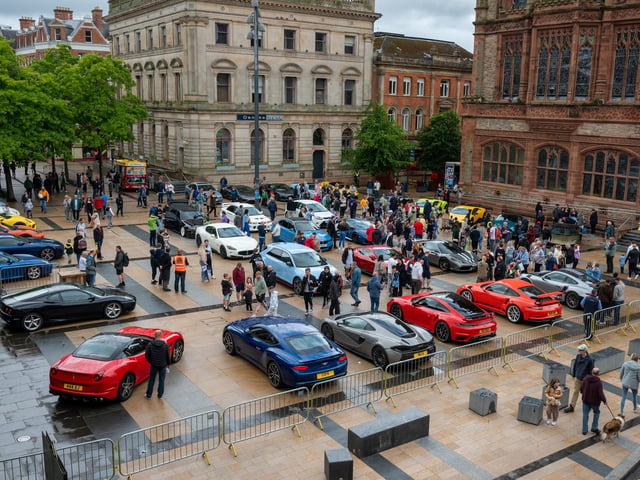 Derry City and Strabane District Council Mayor, Councillor Lilian Seenoi-Barr has hosted Supercar Saturday in Guildhall Square to raise money for the Mayoral Charity Bud Club. The event attracted car enthusiasts and owners from across the region to support aid the local charity. Picture Martin McKeown. 24.05.25