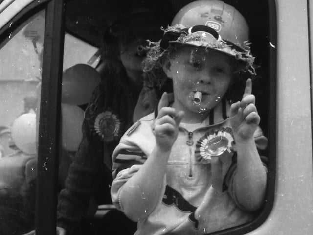 A young participant at the St. Patrick's Day parade in Buncrana in 1998.