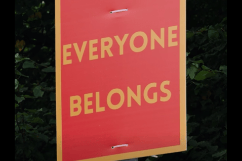 Everyone belongs sign in the Bog.