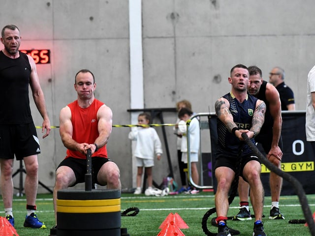 Competitors in the Hyrox Fitness Challenge held at Sean Dolans GAC on Saturday. Photograph: George Sweeney