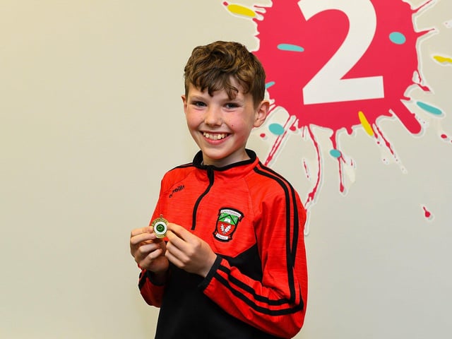CCE Baile na gCallieach member Daithi O’Donghaile first place medal winner at the recent  Doire Fleadh for comhrá age 12-15 years. Photo: George Sweeney