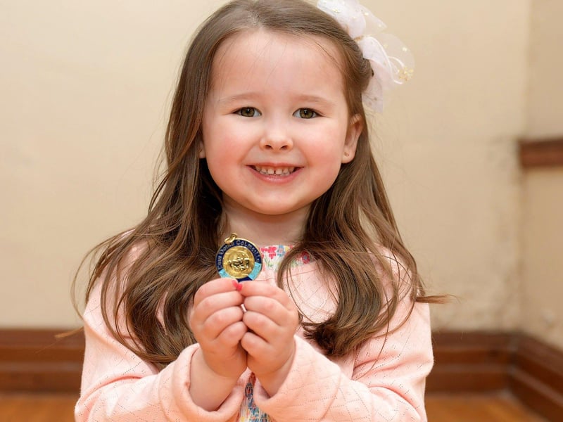 Four-year-old Penny Bradley, Class Act School of Speech and Drama, achieved first place for P1 Children’s Verse at the Feis Dhoire Cholmcille on Wednesday at St Columb’s Hall. Photo: George Sweeney.