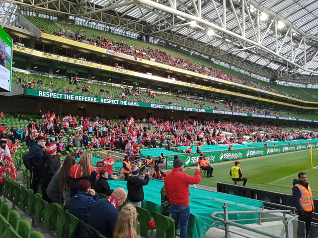 Fans enjoying the electric atmosphere in the Aviva Stadium on Sunday, November 13 for the FAI Cup Final.