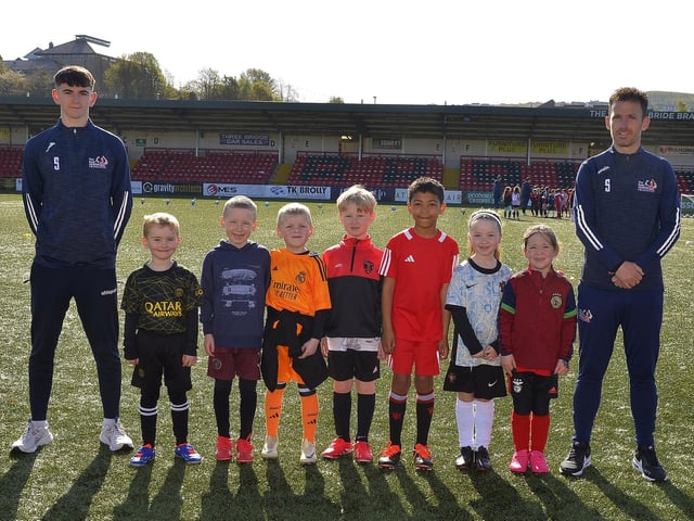 Some of the childen who participated in the Ryan McBride Foundation's Soccer Camp held in the Brandywell Stadium. Photo: George Sweeney