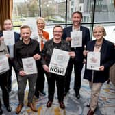 (L-R) Brian Anderson (RiverRidge), Roisin Clifford (Alchemy Technology Services), Daniel McGrath (Allstate NI), Clive Edgar (Fuelwise), Anna Doherty (CEO, Londonderry Chamber), Lorraine Allen (City Centre Initiative), Steve Fraser (City of Derry Airport), and Ros O'Hagan (Ulster University Business School)