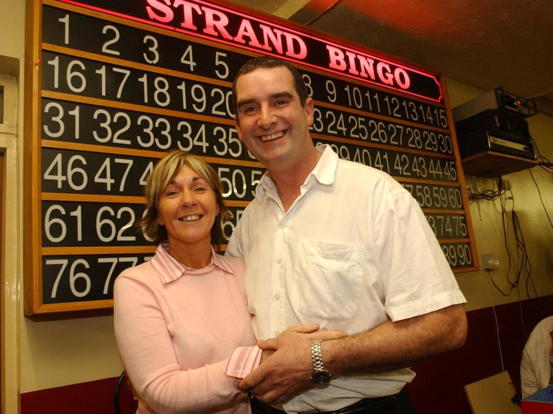 Ann Clark with Strand Bingo manager Neil Doherty. (2604PG29):Enjoying the craic at Strand Bingo back in April 2004.