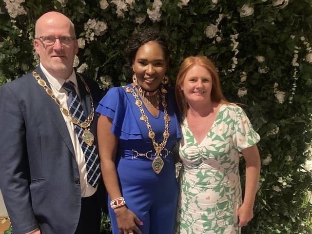 Mayor Lilian with her husband Paul and Louise McGowan.