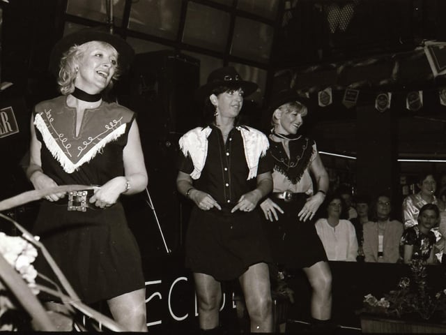 The finalists of the 1995 Miss Derry competition pictured at the final in Squires Nightclub.