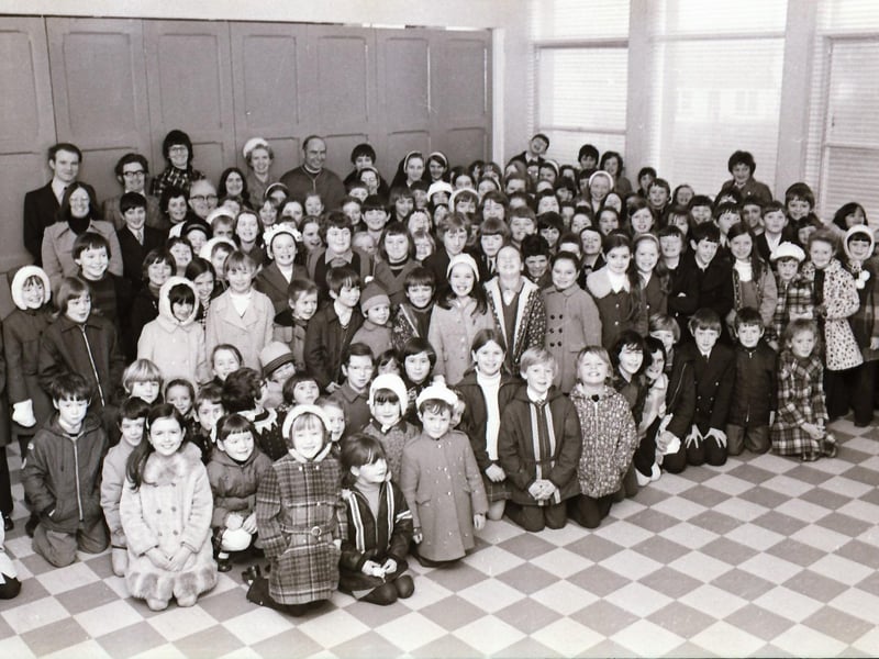 Children pictured at the newly opened Scoil Naomh Bhride in Moville.