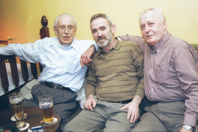 Pictured at the PO Club were Leo Duddy, John Smyth and Seamus King. 191202HG81:2003 Party Pics