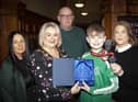 The Mayor, Sandra Duffy pictured with Lucas and his grandparents on Tuesday evening at the Guildhall.