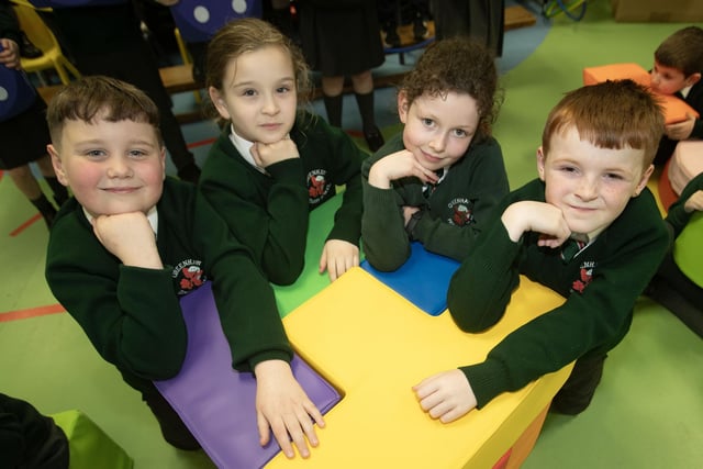 Primary 4 pupils pictured during last week's maths workshop at Greenhaw PS.