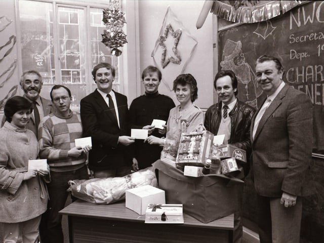 North West College Secretarial Dept. presenting cheques to charities.