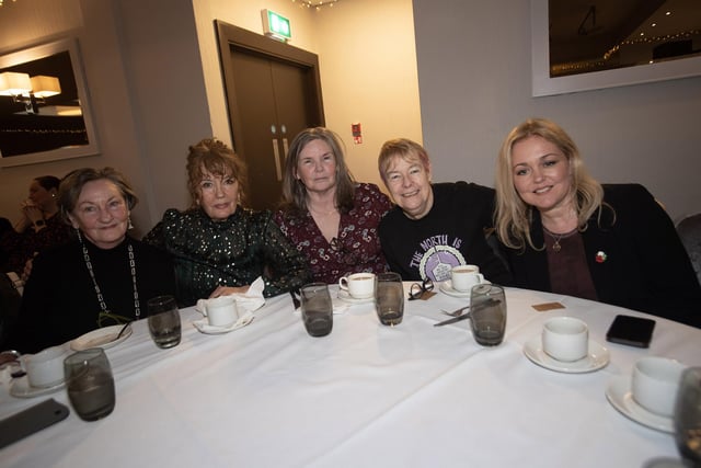 Pictured at Friday's Feile 'Remembering Roisin Barton' event are from left, Kate Carlin, Nora Canning, Aniva Villa, Goretti Horgan and Orla Drummond. (Photos: Jim McCafferty Photography)