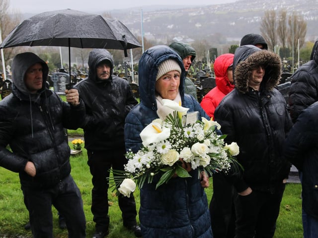 Jackie O'Reilly who took part in the wreath laying at the IRSP Easter wreath laying commemoration at the Republican Socialist plot, City Cemetery. (Photo - Deirdre Heaney, nwpresspics)
