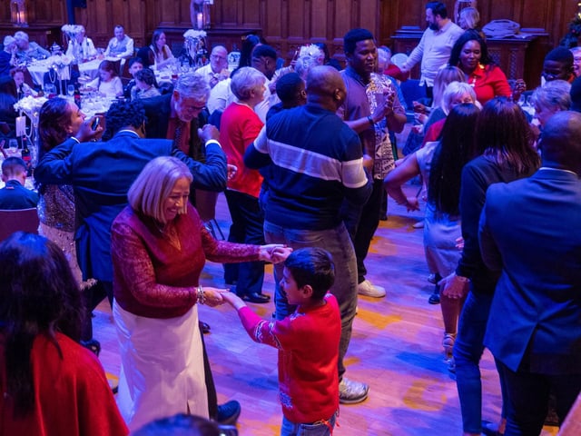 The Mayor Councillor Lilian Seenoi-Barr hosted a Christmas Community event at the Guildhall for people from across the Derry City and Strabane District Council area on Sunday. Picture Martin McKeown. 01.12.24 : Mayor's Community Christmas Party