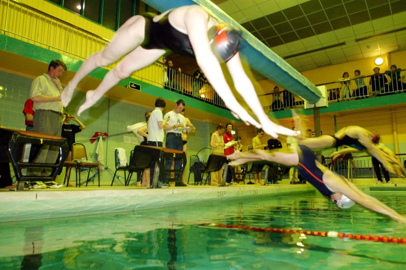  Competitors taking the plunge  for the 50 metre breastroke  at the City of Derry Swimming gala against Larne Swimming Club. (2101A16)                              