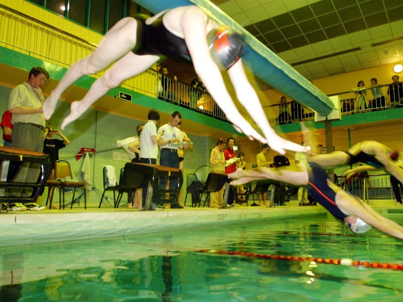 Competitors taking the plunge for the 50 metre breastroke at the City of Derry Swimming gala against Larne Swimming Club. (2101A16)