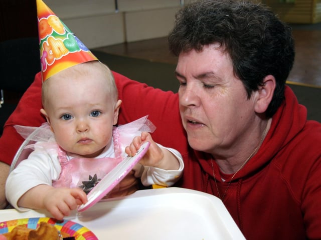 Aine celebrates her 1st birthday with her granny Dolly at the Sports Complex 0040JML : Parties and nights out in Derry and Donegal in February 2006.
