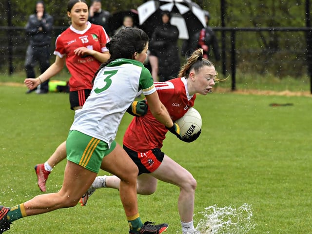 Sean Dolans against Glen in the inaugural Charlene Griffiths Memorial 7s tournament held at Pairc Bhrid. Photo: George Sweeney
