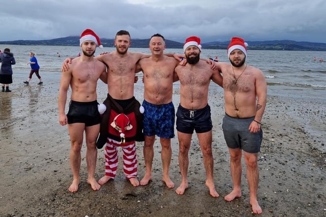 Taking part in the Christmas dip in memory of their mothers were Dylan and Keith McCallion and Matt, Dean and Ryan Boyle.