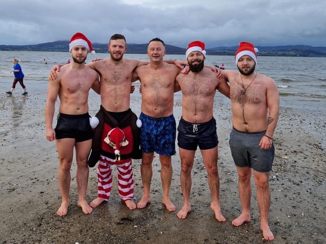Taking part in the Christmas dip in memory of their mothers were Dylan and Keith McCallion and Matt, Dean and Ryan Boyle.