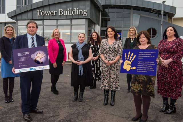 Pictured at the launch of the new course at NWRC are (L-R) Lynda Hegarty, Head of Health, Science and Sport at NWRC, Leo Murphy, Principal and Chief Executive, NWRC, Sinead Hawkins, Business Development Manager, NWRC, Stephanie McGuinness, Curriculum Manager, Health, NWRC, Kim Boyle, Curriculum Manager, Health, NWRC, Suzanne Mahon, Assistant Director for Safeguarding Children in the Western Trust, Jane Fleming, Business Development Executive at NWRC, Marie Brown, Director of Foyle Women’s Aid, and Mairead McGilloway, who is currently seconded from her Head of Service post at the Western Health and Social Care Trust to the Office of Social Services at the Department of Health.