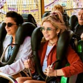 A scene from the hit Lisa McGee-penned comedy 'Derry Girls'. Front row: l-r:  Michelle Mallon (Jamie-Lee O'Donnell) and Erin Quinn (Saoirse Monica Jackson).Second row: l-r:  Mary Quinn (Tara Lynne O'Neill), Gerry Quinn (Tommy Tiernan).Third Row: l-r:  Sarah McCool (Kathy Kiera Clarke), Granda Joe (Ian McElhinney).