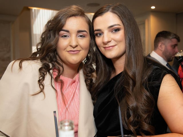 Deobhra Carlin and Orla Devlin at the Carndonagh Traders Association Business and Community Awards in Ballyliffen Lodge Hotel on Saturday night last.   Photo Clive Wasson at the Carndonagh Traders Association Business and Community Awards in Ballyliffen Lodge Hotel on Saturday night last.   Photo Clive Wasson