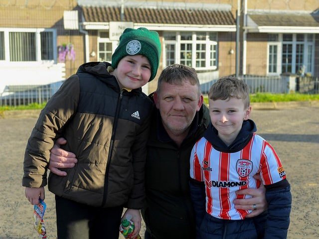Derry City fans at the Brandywell on Friday evening. Photo: George Sweeney