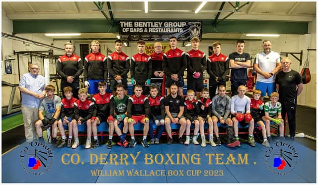 The Co. Derry Boxing team and coaches who will be travelling to Stirling, Scotland for the second running of the William Wallace Box Cup this weekend. Photograph by Peter McKane.
