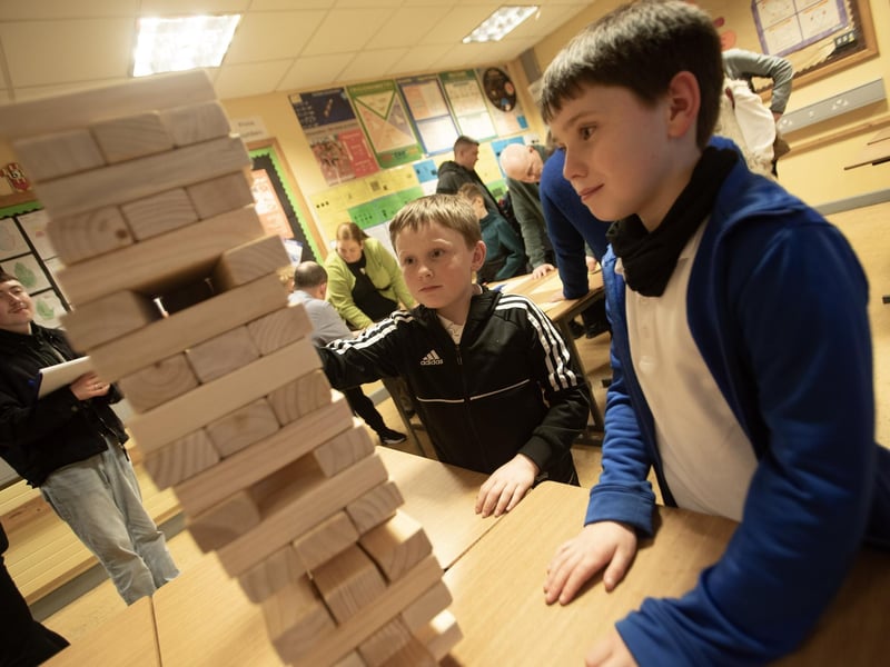 STEADY AS SHE GOES. . . .St. Patrick's PS pupils show total concentration at St. Joseph's Boys School Open Night.