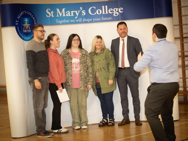 A Level picture time at St. Mary's College on Thursday morniing.