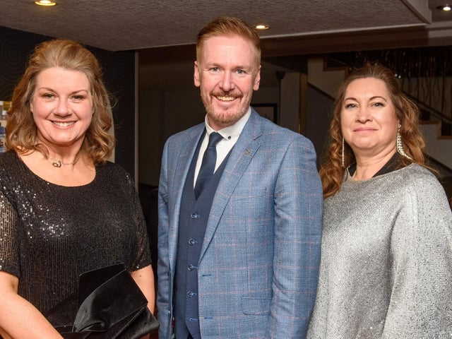 Una Culkin, Alan McClarty and Frances McDonnell pictured at Londonderry Musical Society’s 60th Anniversary dinner in the White Horse Hotel. Picture Martin McKeown. 14.01.23