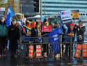 Royal College of Nurses members, campaigning for fair pay and conditions, take part in industrial action at Altnagelvin Hospital on Thursday morning.  Photo: George Sweeney. DER2250GS - 44