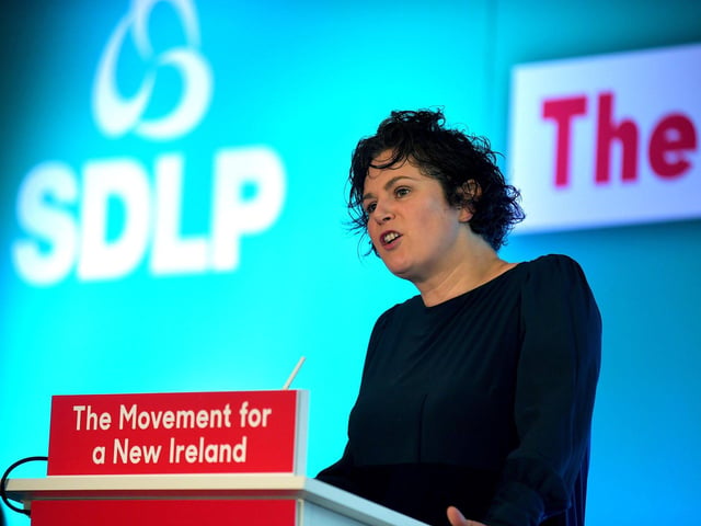 Claire Hanna MP speaking at the SDLP annual Conference, on Saturday morning, in St Columb’s Hall. Photo: George Sweeney. DER2312GS – 38