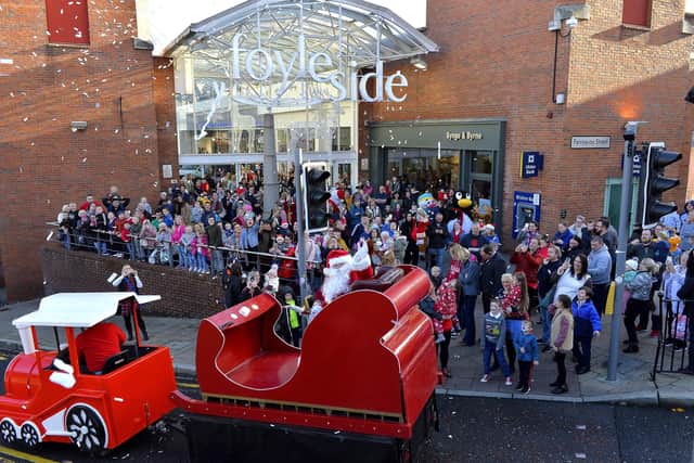 Santa arrives at Foyleside Shopping Centre in 2018.  DER4518GS054