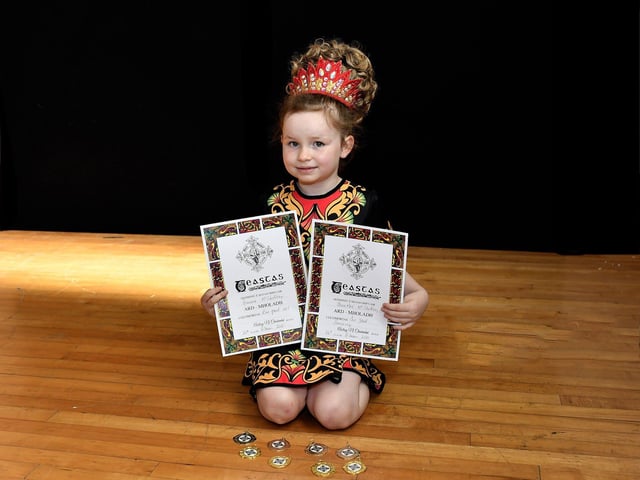 Anna Mae McSheffrey achieved two firsts and seconds in both Tusgrad and Meangrad at Feis Dhoire Cholmcille. Photo: George Sweeney